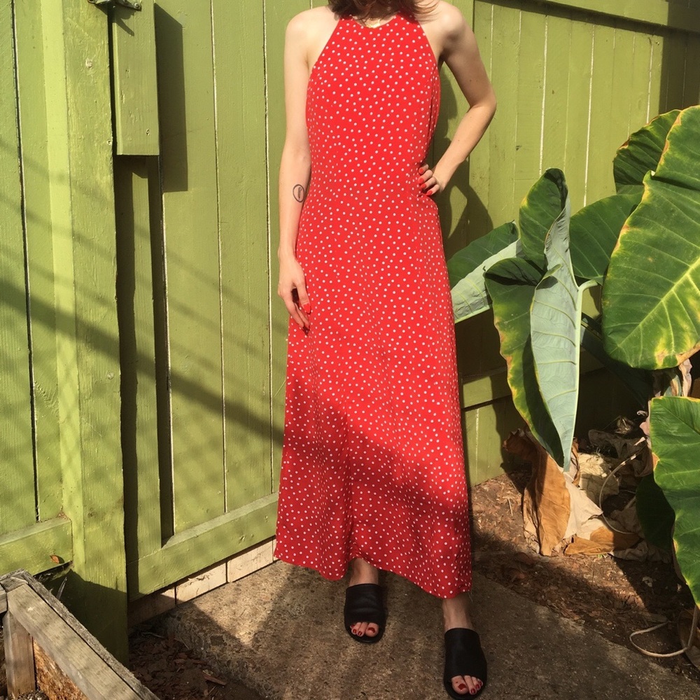 Red polka dot dress
